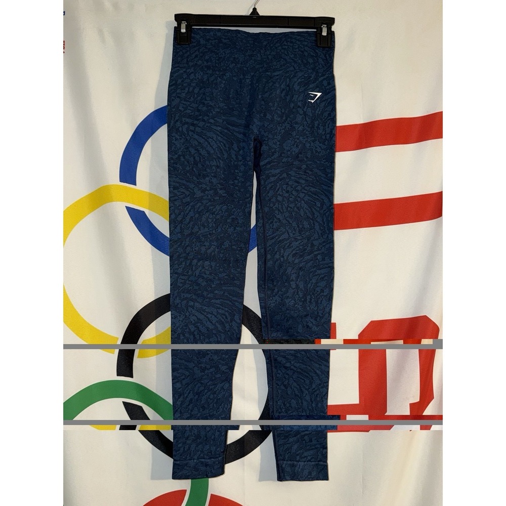 Gymshark Leggings Womens Small Ankle Gym Workout Textured Blue